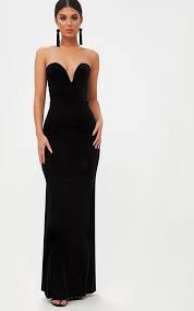Black Strapless V Plunge Maxi Dress Plunge Maxi Dress Pretty Dresses Dresses