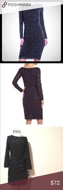 Chaps Black Sequin And Lace Long Sleeve Dress You Will Look Amazing In This Lace Dress With Sequined Accen Clothes Design Long Sleeve Lace Dress Fashion Design