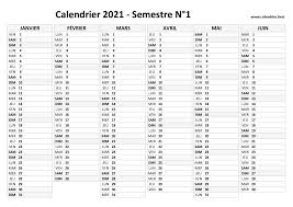 Calendrier décembre 2021 à imprimer gratuit. Calendrier Semestriel 2021 A Imprimer Pour Le 1er Et Le 2eme Semestre 2021