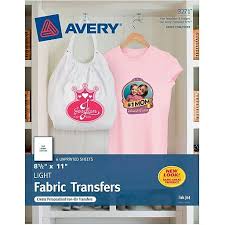 Avery 3271 Inkjet Light Fabric Transfer Paper 8 1 2 X 11 6 Pack At Staples T Shirt Transfers Light Colored Fabric Avery Printable