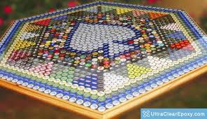 Diy Bottle Cap Poker Table In 2020 Bottle Cap Table Bar Top Epoxy Beer Cap Table