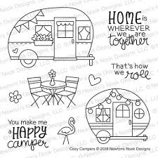 Newton S Nook Designs Cozy Campers Clear Stamps Nn1807s04 Camper Quilt Camper Art Camper Drawing