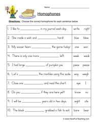 Resources Worksheets Teaching Vocabulary Homophones Worksheets Homophones