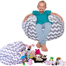 Stuffed Animal Storage Beanbag Style The Popular Chevron Print Canvas Toy Organization Storage Bag Re Bean Bag Chair Bean Bag Chair Covers Bean Bag Chair Kids
