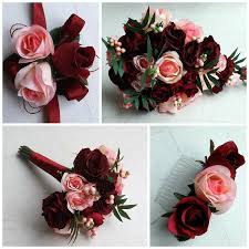 If you like this photo, you will love this bouquet. Pink Burgundy Silk Wedding Flowers Brides Bouquet Bridesmaid Buttonhole 6 80 Picclick