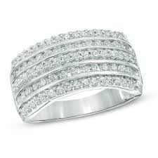 1 ct t w diamond multi row anniversary band in 10k white gold