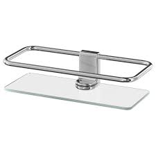 Glass bathroom shelf with towel bar in chrome. Kalkgrund Shower Shelf Chrome Plated 9 X2 Ikea Shower Shelves Chrome Plating Glass Bathroom Shelves