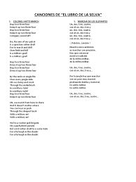 Y despues los tomtoms como un trueno. Canciones De El Libro De La Selva