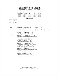 Santa Monica Dream Guitar Chords Lyrics Print Sheet Music Now