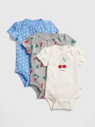 gap baby cherry short sleeve bodysuit 3 pack ivory frost baby girl outfits newborn baby girl clothes cute baby clothes