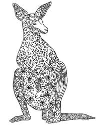 Kangaroo coloring pages for adults. Kangaroo And Joey Zentangle Coloring Page By Pamela Kennedy Tpt