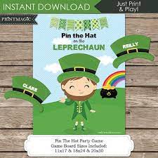 Pin The Hat On The Leprechaun Printable Party Game 3 Sizes Etsy In 2021 Leprechaun Printable St Patrick S Day Games Leprechaun Games