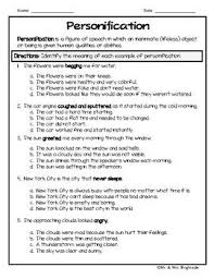 This Is A 16 Question Worksheet Quiz In Which Students Must Identify 5 Examples Of Personi Figurative Language Persuasive Writing Figurative Language Worksheet