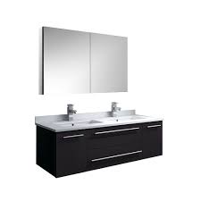 Undermount bathroom sinks vary in size, but not drastically. Fresca Lucera 48 In Espresso Wall Hung Double Undermount Sink Modern Bathroom Vanity With The Home Depot Canada