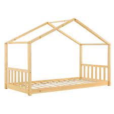 Kopfteil, fußteil, topleiste und seitenteil bestehen aus weiß lackierter mdf. Kinderbett Paulina 90 X 200 Cm Mit Lattenrost In Natur Juskys