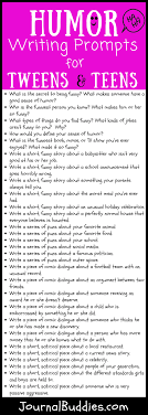 Humor Writing Prompts For Tweens And Teens Journal Prompts For Teens Writing Prompts For Kids Writing Prompts