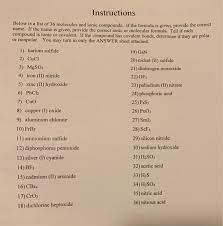 Get used to what part of an element's. Instructions Below Is A List Of 36 Molecules And Chegg Com