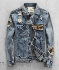 New Fashion Ripped Holey Patch Punk Washed Denim Mens Jeans Jacket Biker Coat Denim Jacket Men Jean Jacket Men Distressed Denim