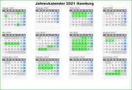 Übersicht über die 13 gesetzlichen feiertage und festtage für das kalenderjahr 2021 in bayern. Druckbare Ferien Jahreskalender 2021 Hamburg Kalender Zum Ausdrucken Pdf The Beste Kalender