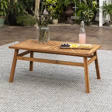 With An Acacia Wood Construction This Patio Coffee Table Is Perfect For Any Outdoor Space Whether In Your Coffee Table Wood Wooden Coffee Table Coffee Table