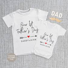 Free returns 100% money back guarantee fast shipping. Personalised Matching Daddy And Me Our First Fathers Day Baby Grow T Shirt Or Romper Buy From Prezzybox Com