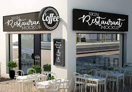 Download Cafe Facade Mockup By Mclittle Stock On Creativemarket Cafe Exterior Restaurant Restaurant Signage