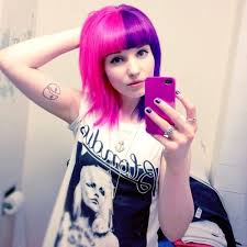 Ameliabutter Chelsamander Bathroom Mirror Self Portraits Guys Half Half Hair Is My Favorite H Pink Purple Hair Split Hair Short Hair With Bangs