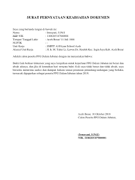 Contoh format surat pernyataan keabsahan dan kebenaran dokumen. Surat Pernyataan Keabsahan Dokumen Ppg