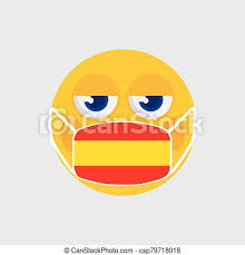 Spain is a country which is located in europe. Yellow Emoji Wearing A Medical Mask Shaped Like An Spain Flag To Prevent The Outbreak Of The Virus Vector Illustration Canstock