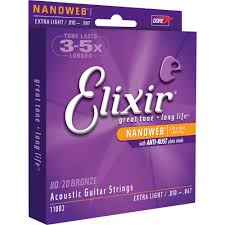 Elixir Extra Light Gauge Acoustic 80 20 Bronze Nanoweb 11002 B H