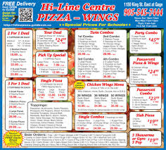 Hi Line Centre Pizza Wings Pizza Menu In Hamilton Ontario Pizza Menu Pizza Slice Menu
