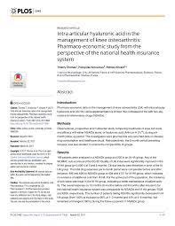 Il est 21:58 à bordeaux. Pdf Intra Articular Hyaluronic Acid In The Management Of Knee Osteoarthritis Pharmaco Economic Study From The Perspective Of The National Health Insurance System