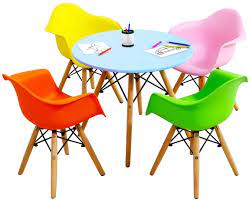 By international concepts (1) 1; Amazon Com Costzon Kids Mid Century Modern Style Table Set Kids Table And Chair Set Round Table With Armchairs For Toddler Children Kids Dining Table And Chair Set Colorful Table 4 Chairs Furniture