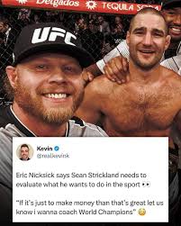 Sean Strickland's coach Eric Nicksick has a message for his athlete 🗣 What  do you think? #UFC312 #seanstrickland #EricNicksick #mmafighter #coaching  #mma #ufc #combatsports