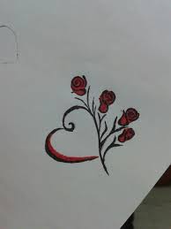 Simple Red And Black Heart And Roses Tattoo Rose Heart Tattoo Rose Tattoos Heart Tattoo