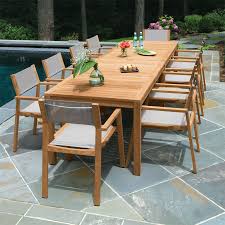 Country Casual Teak Dining Table Love The Mesh And Teak Dining Chairs Mesh Lightens Up The Wei Wooden Outdoor Table Outdoor Dining Table Teak Dining Table