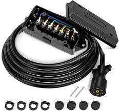 Leaving two open connectors, one extending up to your truck and one for towing your trailer. Amazon Com Kohree 7 Way Trailer Plug Cord With 7 Gang Waterproof Junction Box Trailer Connector Cable Wiring Harness 8 Ft For Rv Truck Camper Automotive