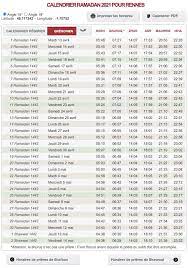 Calendrier Ramadan Telechargez Gratuitement Celui De Votre Ville