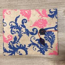 Paper folded origami and cut paper flowers. Handmade Paper Photo Album Journal Small Floral White Pink Blue Amadara