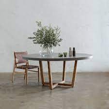 Aria Concrete Granite Top Dining Table Round Classic Mid Grey 120c Living By Design