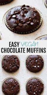 Easy Vegan Chocolate Muffins Gluten Free Healthy Recipe Vegan Chocolate Muffins Healthy Chocolate Muffins Vegan Chocolate