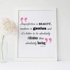190 quotes from marilyn monroe: Imperfection Is Beauty Marilyn Monroe Print Eivissa Kind Designs