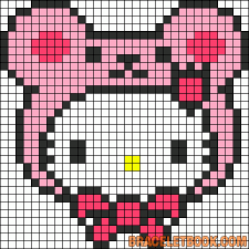 Free Kawaii Hello Kitty Cross Stitch Chart Or Hama Perler Bead Pattern Punto De Cruz Patrones Punto De Cruz Bordados En Punto Cruz