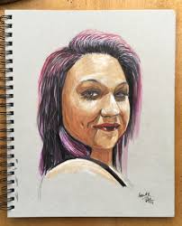 Thanks to Aminah for posing this week and to Tim and the group for the  usual high standard of presentation. (Colour pencil and brush markers