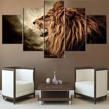 10 african safari themed living room will help determine the consequence of the room decor. Amazon Com African Decorations For Living Room Brown Howling Lion Paintings Animal Lioness Pictures 5 Piece Black Canvas Wall Art Safari Artwork House Decor Framed Ready To Hang Posters And Prints 60 Wx32 H Posters