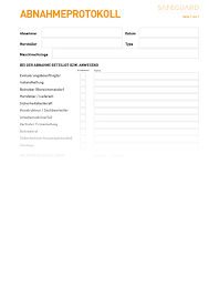 Kostenloser download & und antworten auf wichtige fragen! Abnahmeprotokoll Safeguard