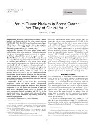 There are many different tumor markers, each indicative of a particular disease process, and they are used in oncology to help detect the presence of cancer. Pdf Ca 15 3 A Prognostic Marker In Breast Cancer
