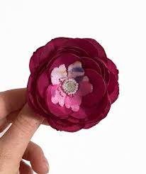 Fuchsia Flower Hair Clip Hot Pink Taffeta Hair Corsage Handmade Brooch Flowers Shoe Clips Wedding Accessorie Flower Accessories Fuchsia Flower Ribbon Work