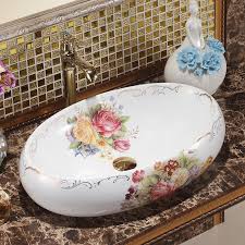 oval bthroom lavabo ceramic counter top