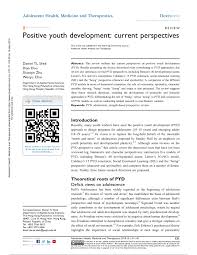 Pdf Positive Youth Development Current Perspectives